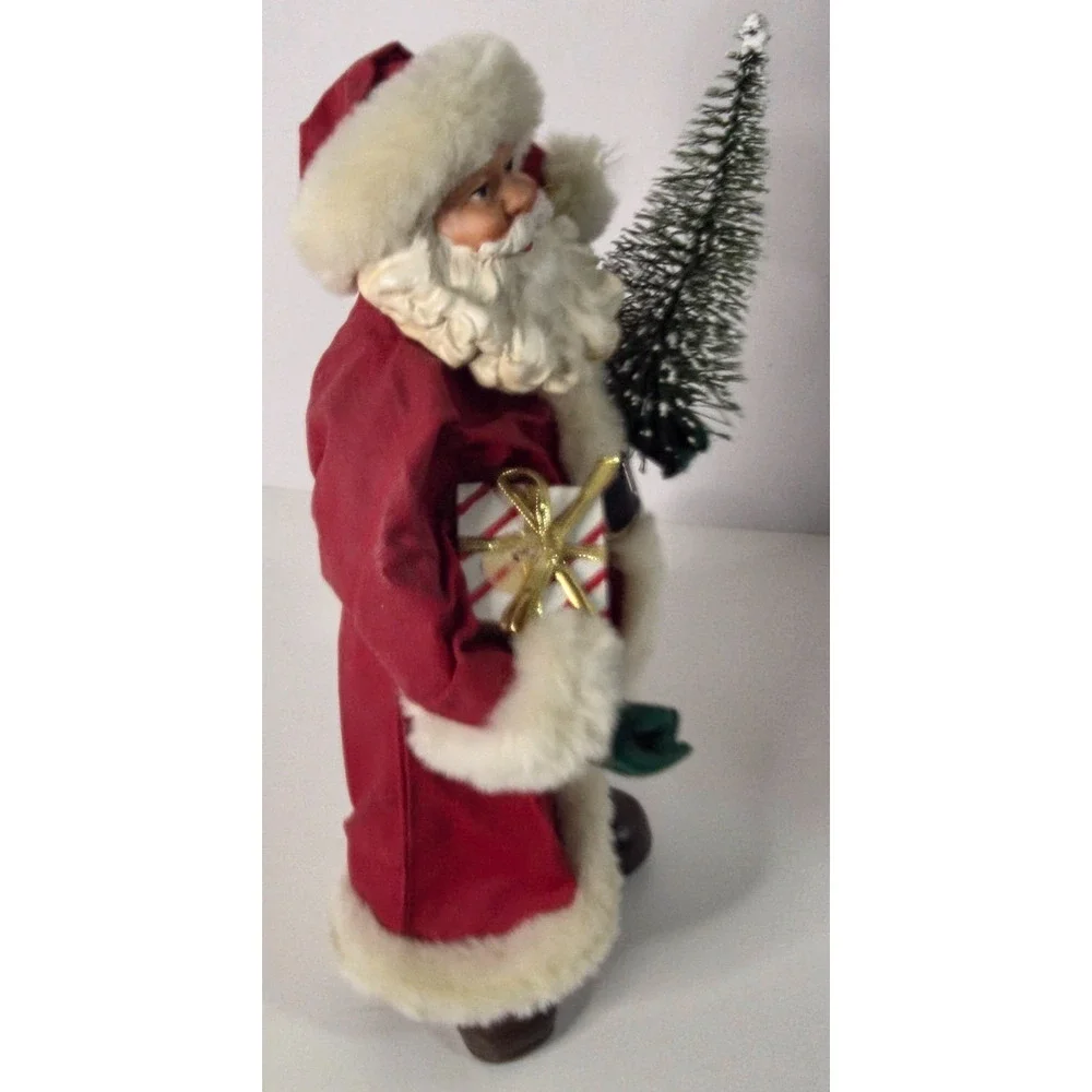 Standing Santa Claus Doll Red Fabric Coat Tree Gift Christmas Decor